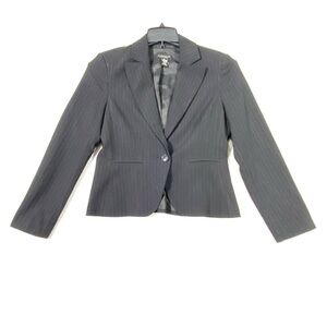 Rafaella Pinstripe Blazer Women's 8P Black Purple Stripes Single Breast Business